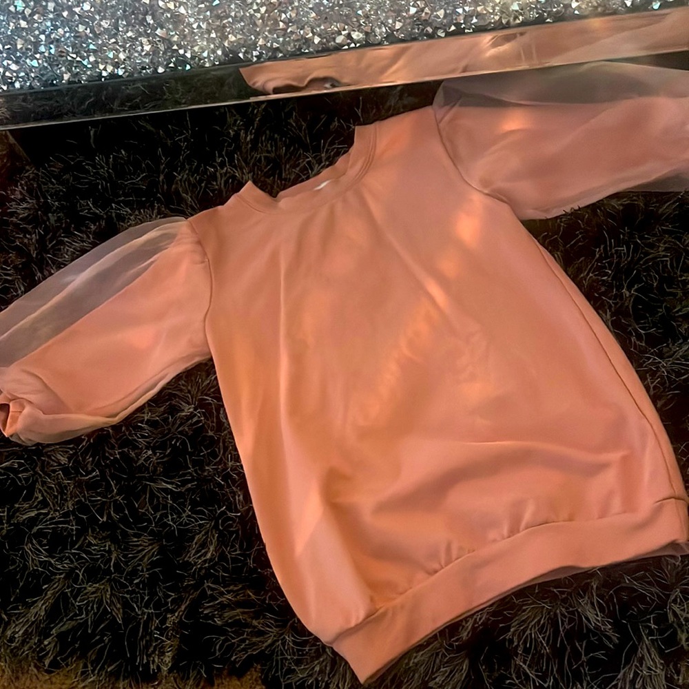 Pink tulle long sleeve dress